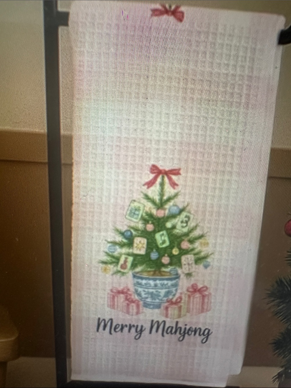 Merry Mahjong Holiday kitchen towel — new